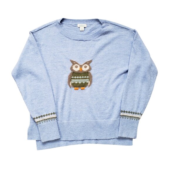 Sundance Catalog Wise Owl Sweater Wool Blend Blue - Picture 10 of 10